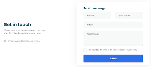 Seek Socially Contact Form