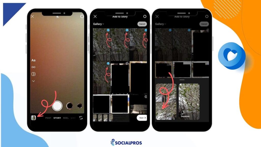 how to add multiple photos to Instagram story