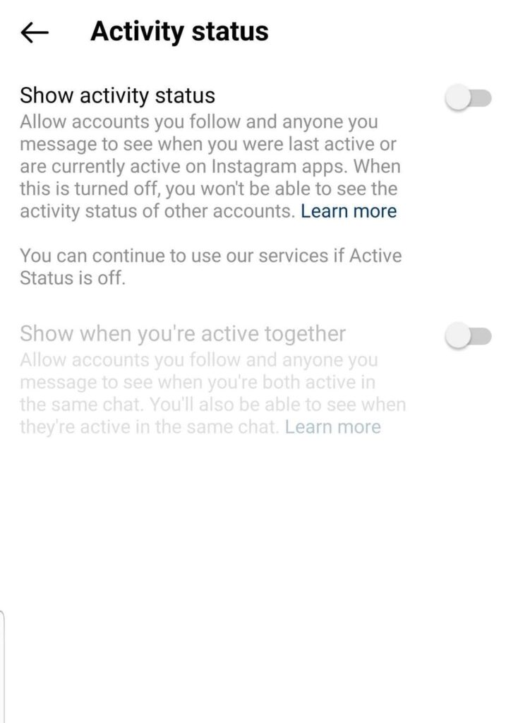 Turn off your active status from your settings