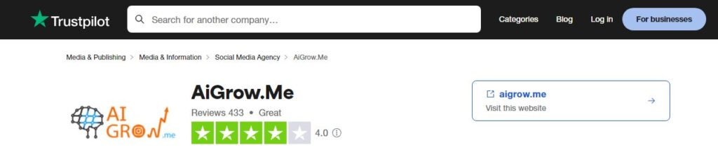 AiGrow reviews on Trustpilot
