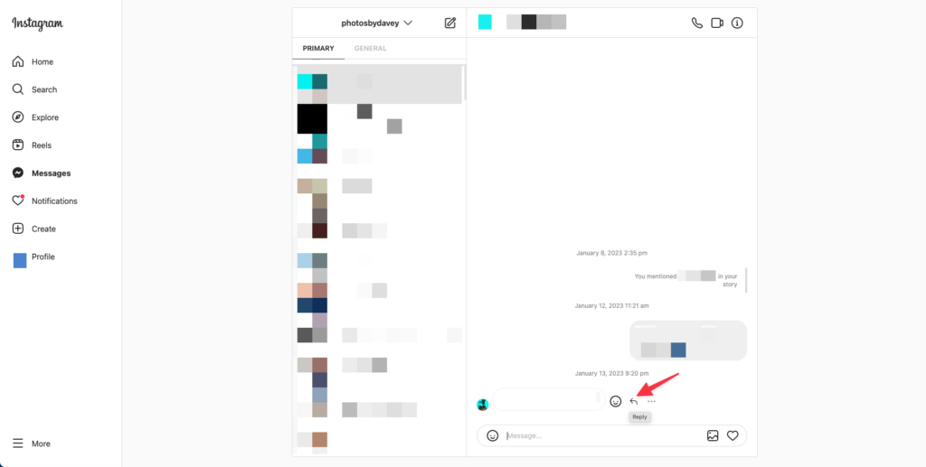 how to reply on instagram dm with PC