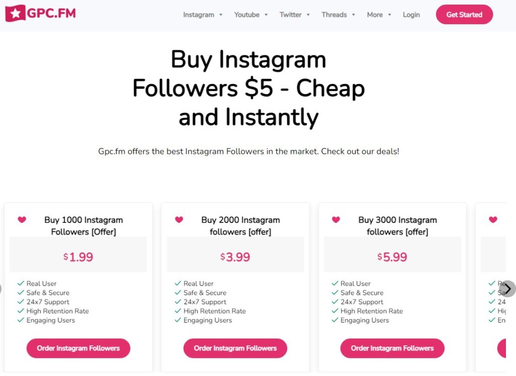 Gpc.fm Offer to Buy Instagram Followers $5