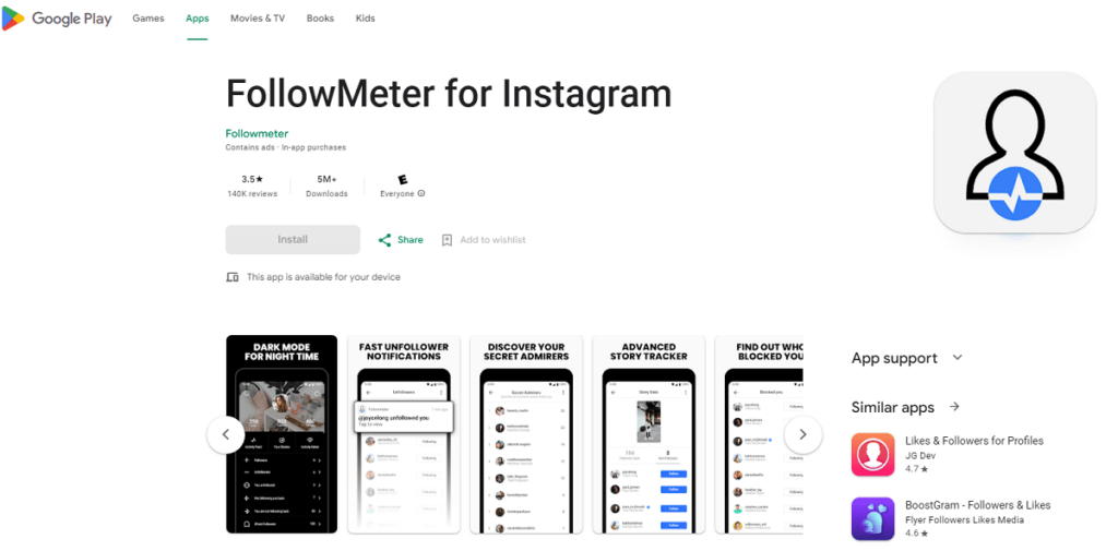 Followmeter: App to boost followers on Instagram 
