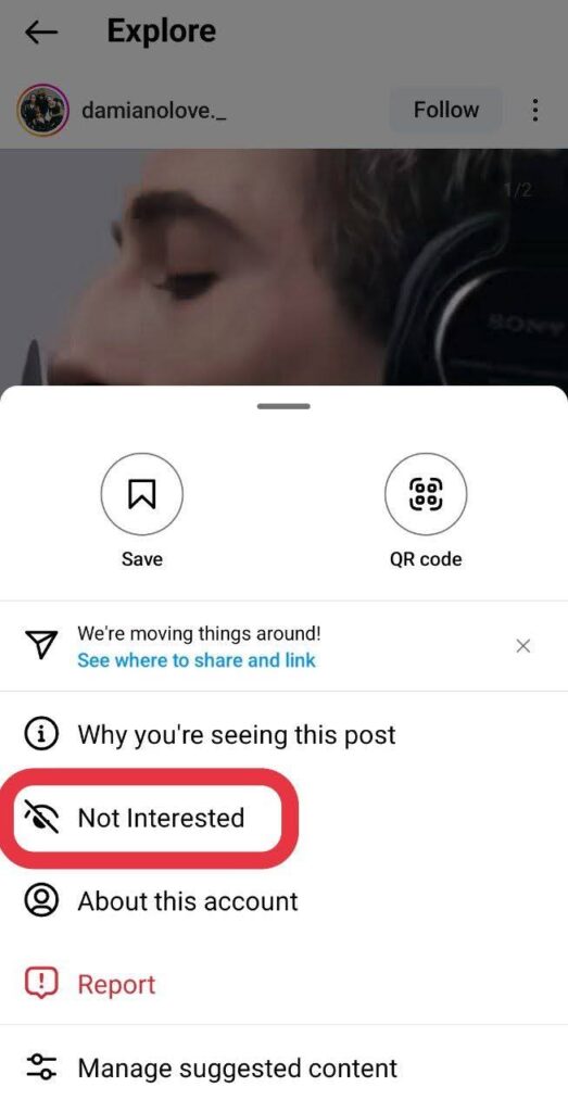 reset instagram explore page