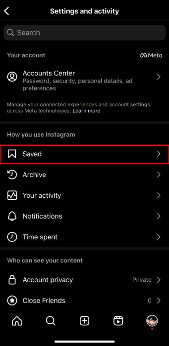 saved posts on Instagram